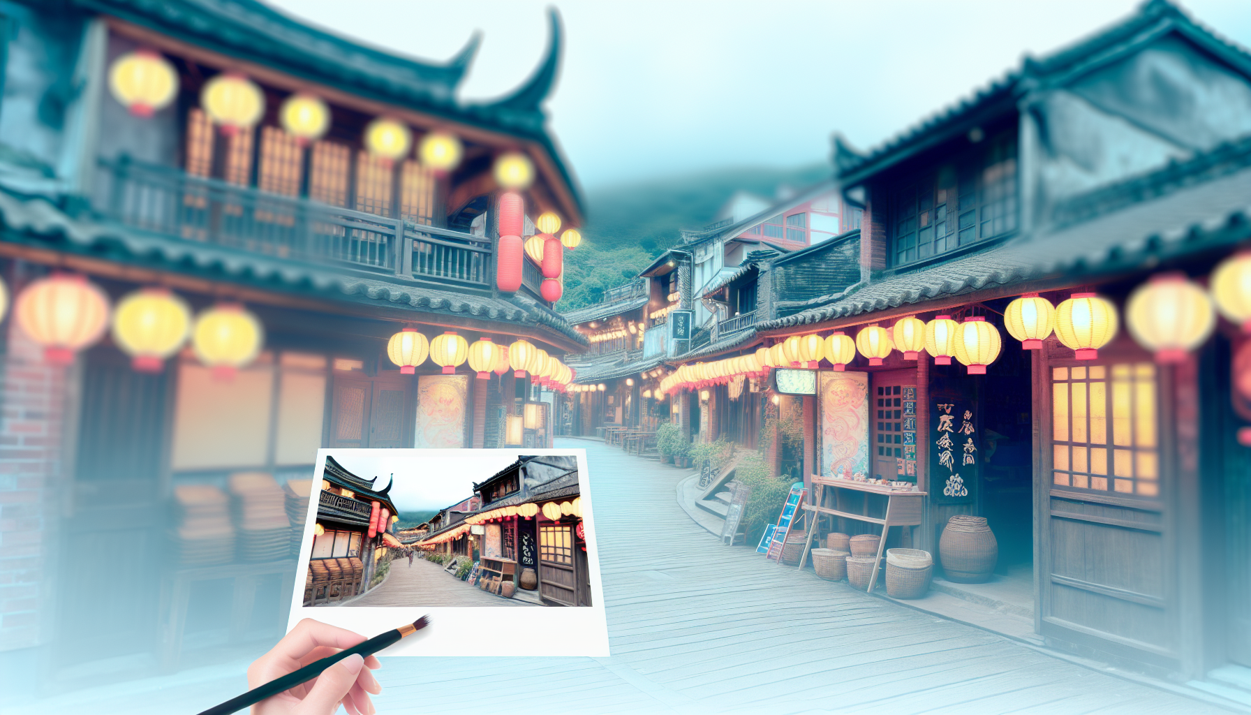 九份豎崎路階梯街景與特色茶樓建築