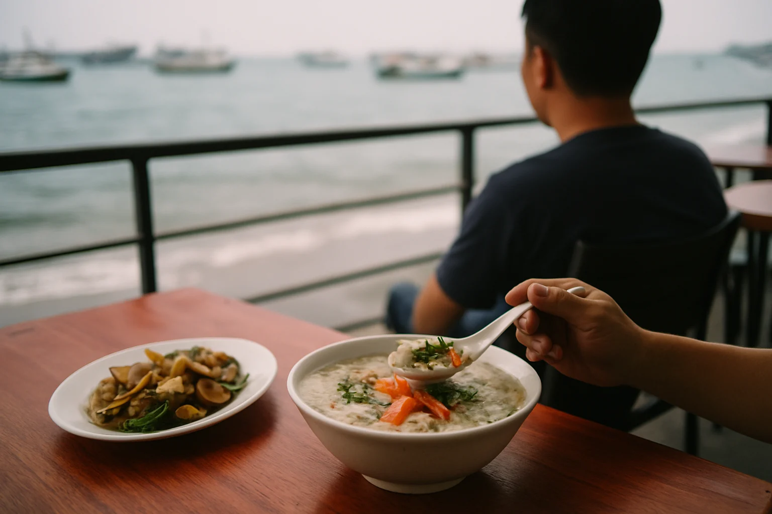高雄美食推薦旗津海產粥與海景餐廳場景